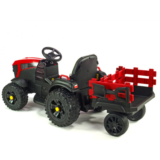 Bison farmářský traktor s vlekem a 2.4G dálkovým ovládáním, ČERVENÝ